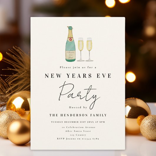 Invitation Fête du Nouvel An Moderne Simple