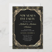 Invitation Fête du Nouvel An Noir et Or (Devant)