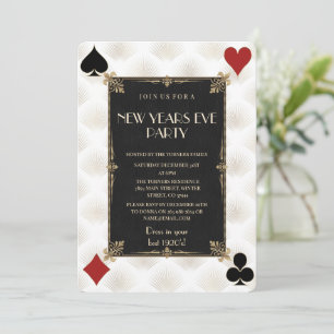 Invitation Fête du Nouvel An Royal Fleur de Lis Gold Art Déco