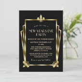 Invitation Fête du Nouvel An Royal Gold Black Art Déco (Debout devant)