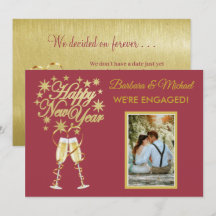 Fête du Nouvel An scintillante fiançailles or roug