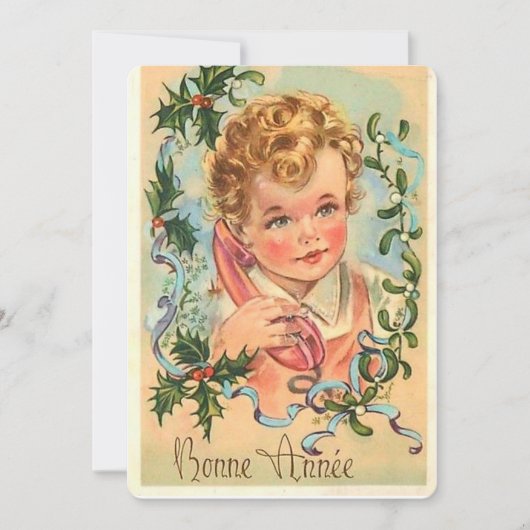 Invitation Fête du Nouvel An vintage (Devant)