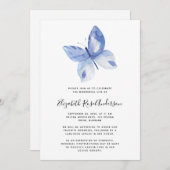 Invitation Fête du papillon d'aquarelle de la vie (Devant / Derrière)