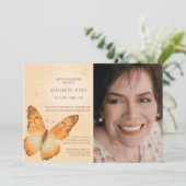 Invitation Fête du papillon de la vie avec funérailles photo (Debout devant)