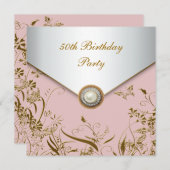 Invitation Fête du papillon d'or des femmes 50e anniversaire (Devant / Derrière)