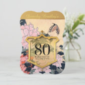 Invitation Fête du papillon et des pivoines 80e anniversaire (Debout devant)