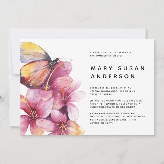 Invitation Fête du papillon floral (Devant)