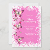 Invitation fête du papillon rose fuchsia blanc (Dos)
