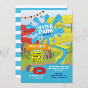 Invitation Fête du parc aquatique Fête de l'anniversaire Spla