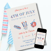 Invitation Fête du parti patriotique vintage 4 juillet