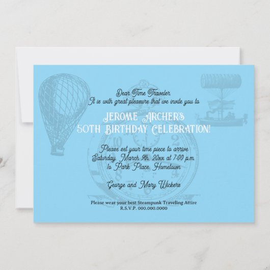Invitation Fête du parti Vintage Steampunk (Dos)