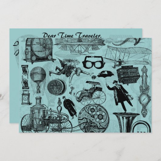 Invitation Fête du parti Vintage Steampunk (Devant / Derrière)