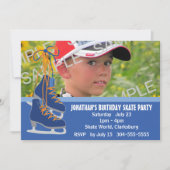 Invitation Fête du patinage de glace de garçon (Devant)