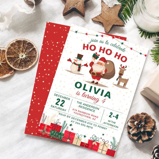 Invitation Fête du Père Noël Fête Noël Anniversaire