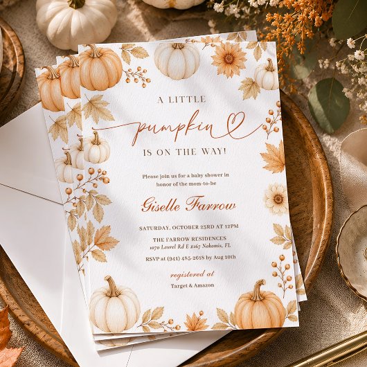 Invitation Fête du petit citrouille bébé automne