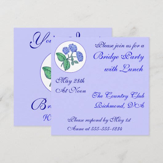 Invitation Fête du Pont Hydrangea Douce (Devant / Derrière)