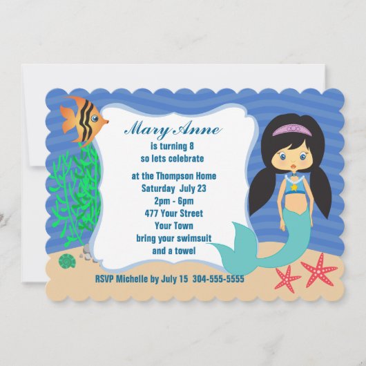 Invitation Fête du pool de sirènes (Devant)