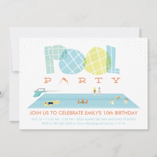 Invitation Fête du pool de splash (Devant)