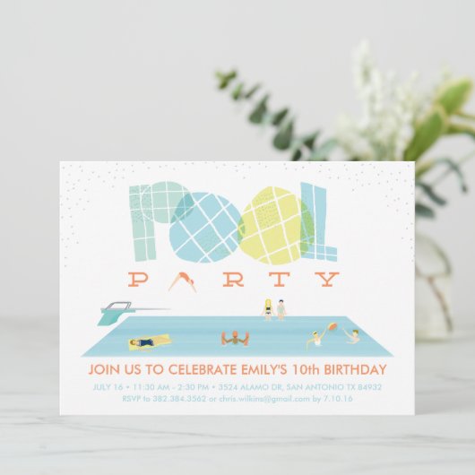 Invitation Fête du pool de splash (Debout devant)