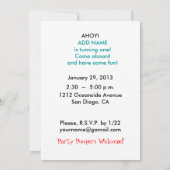 Invitation fête du premier anniversaire (Dos)