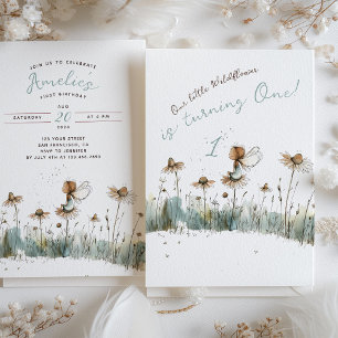 Invitation Fête du premier anniversaire dans une prairie ench