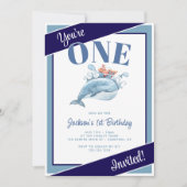 Invitation Fête du premier anniversaire de Baleine Bleue (Devant)