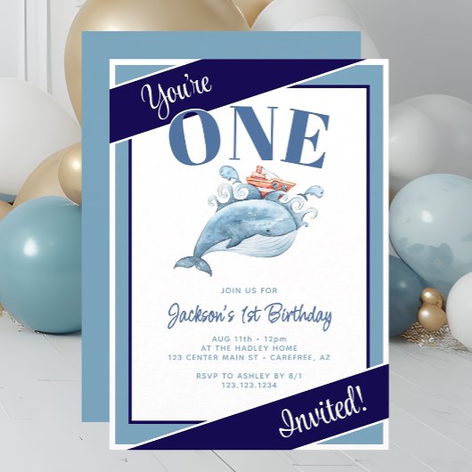 Invitation Fête du premier anniversaire de Baleine Bleue