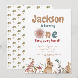 Invitation Fête du premier anniversaire de Bunnies Baby II
