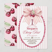 Invitation Fête du premier anniversaire de Cherry (Devant / Derrière)