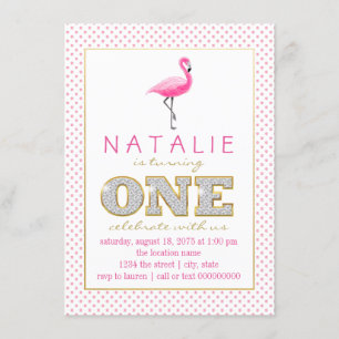 Invitation Fête du premier anniversaire de Flamant Rose