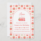 Invitation Fête du premier anniversaire de Fraise, Une fille (Devant)