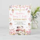 Invitation Fête du premier anniversaire de la fée Flutter et (Debout devant)