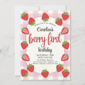 Invitation Fête du premier anniversaire de la fraise (Devant)