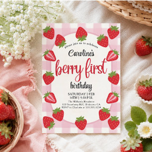 Invitation Fête du premier anniversaire de la fraise
