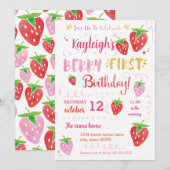 Invitation Fête du premier anniversaire de la fraise Berry Aq (Devant / Derrière)