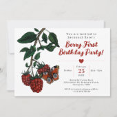 Invitation Fête du premier anniversaire de la mignonne frambo (Devant)