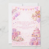 Invitation Fête du premier anniversaire de la petite fille | (Dos)