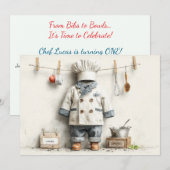 Invitation Fête du premier anniversaire de Petit Chef (Devant / Derrière)