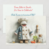 Invitation Fête du premier anniversaire de Petit Chef (Devant / Derrière)