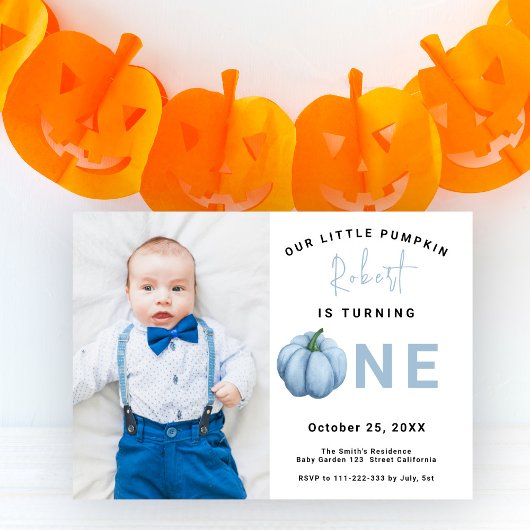 Invitation Fête du premier anniversaire de Pumpkin Boy 