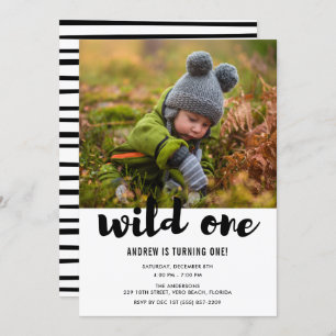 Invitation Fête du premier anniversaire de Wild One Photo Bab
