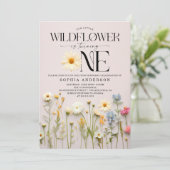 Invitation Fête du premier anniversaire du petit Fleur sauvag (Debout devant)