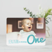 Invitation Fête du premier anniversaire du petit garçon avec (Debout devant)