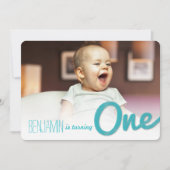 Invitation Fête du premier anniversaire du petit garçon avec (Devant)