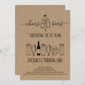 Invitation Fête du premier anniversaire du toast à la bouteil (Devant / Derrière)