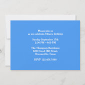 Invitation Fête du premier anniversaire d'un bébé garçon manc (Dos)