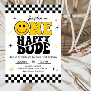 Invitation Fête du premier anniversaire d'un garçon heureux