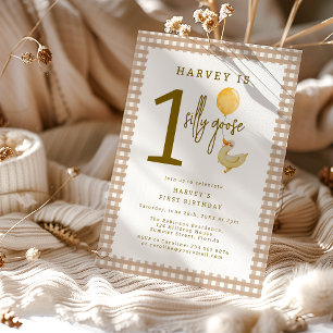 Invitation Fête du premier anniversaire d'une oie idiote