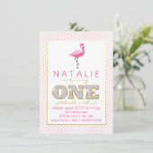 Invitation Fête du premier anniversaire Flamant Rose (Debout devant)