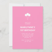 Invitation Fête du premier anniversaire rose (Dos)